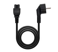 NANOCABLE 10.22.0302-L200 - Cable de Alimentación Trébol, Conector CEE7 acodado Macho a C5 Hembra, Negro, 2 m