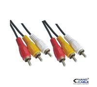 Nanocable – Cable de vídeo compuesto 10.24.0802, 3xRCA macho-macho, 1,8 m, Negro