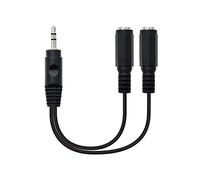 NANOCABLE 10.24.1200 - Cable Audio estéreo, 2xJack 3.5/H-Jack 3.5/M, Negro, 15cm