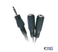 Nanocable Cable Audio Estéreo Jack 3.5mm Macho a 2x Jack 3.5mm Hembra 15cm Negro