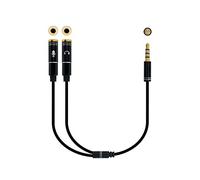 Nanocable Cable adaptador audio Jack 3,5 macho a 2x Jack 3,5 hembra 4 pines a 3 pines 30 cm Negro