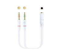 Nanocable 10.24.1203 - Cable Adaptador de Audio Jack 3.5 Hembra de 4 Pines a 2 Jack 3.5 Macho de 3 Pines, Blanco, 20 cm