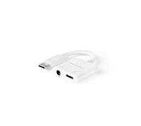 Nanocable Cable adaptador audio USB-C macho a jack 3,5 mm + USB-C hembra PD 60W 11,5 cm Negro