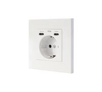 NANOCABLE 10.35.0012 - Base de enchufe de pared tipo schuko con 2 USB-C PD - Max. 3.4A, Blanco