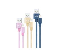 Nanocable Cables Lightning a USB 2.0 Mallado 1 m Pack 3 Rosa, Dorado, Azul