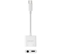 Nanocable Cable adaptador audio USB-C macho a jack 3,5 mm + USB-C hembra PD 60W 11,5 cm Negro