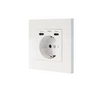 NANOCABLE 10.35.0012 - Base de enchufe de pared tipo schuko con 2 USB-C PD - Max. 3.4A, Blanco