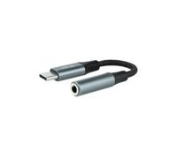 Nanocable cable adaptador audio usb-c/m a jack 3.5/h, 11 cm, negro/gri