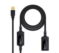 NANOCABLE 10.01.0212 - Cable USB 2.0 prolongador con Amplificador, Tipo A/M-A/H, Macho-Hembra, Negro, 10mts