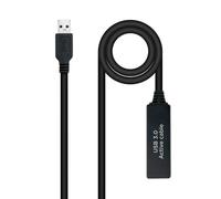 Nanocable Cable alargador amplificador USB 3.0 10.01.0312, USB A macho a A hembra 10 m Negro