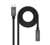 Nanocable Cable Alargador USB-C 4K/60Hz Macho/Hembra 1m Negro
