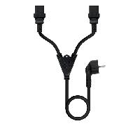 NANOCABLE 10.22.0100-L300 - Cable de Alimentación Bifurcador, 1 Conector Schuko CEE7/7 Macho a 2 Conectores C13 Hembra, Color Negro, 3 m