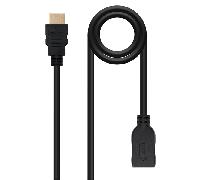 Cable HDMI Nanocable 10.15.1012 2m 18Gbps 4K UHD HDR 3D Macho a Hembra Chapado en Oro Negro