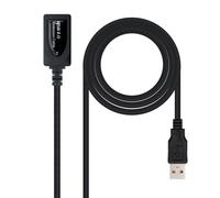 Nanocable Cable Prolongador USB 2.0 Tipo A Macho/Hembra 5m Negro