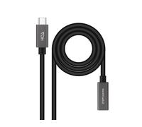 Nanocable Cable USB 3.2 Gen2x2 USB-C 4K/60Hz Macho-Hembra 0,5 m Negro