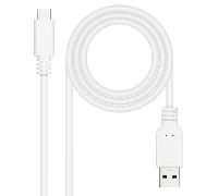 NANOCABLE 10.01.2102-W - Cable USB 2.0 3A, tipo USB-C/M-A/M, Color Blanco, 2 m