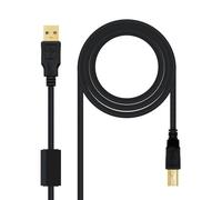 Nanocable Cable USB 2.0 para impresora Tipo A/M-B/M con ferrita 3 m Negro