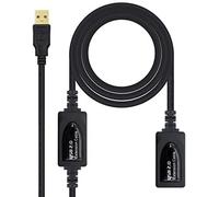 NANOCABLE 10.01.0212 - Cable USB 2.0 prolongador con Amplificador, Tipo A/M-A/H, Macho-Hembra, Negro, 10mts