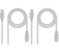 Nanocable - CABLE USB 2, TIPO A/M-A/H, 3 M (Paquete de 2)