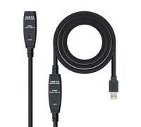 Nanocable Cable alargador amplificador USB 3.0 10.01.0312, USB A macho a A hembra 10 m Negro