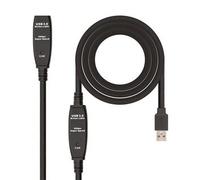Nanocable Cable USB 3.0 Prolongador USB-A Macho/Hembra 15 m Negro