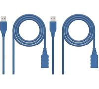 Nanocable CABLE USB 3.0 TIPO A/M-A/H AZUL 1 MT 10.01.0901-BL (Paquete de 2)