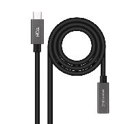 Nanocable 10.01.4401 - Cable USB 3.2 Gen2x2 20Gbps 3A, 4K/60Hz, USB-C Macho a USB-C Hembra, Color Negro, 1 m