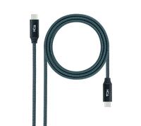 Nanocable Cable USB 3.2 Gen2x2 20Gbps 5A/100W 4K/60Hz USB-C Macho/Macho 1m Verde Azulado/Negro