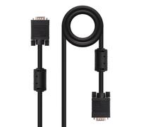 NANOCABLE 10.15.0102 - Cable SVGA con ferrita para monitor, proyector y PC, HDB15/M-HDB15/M, 1.8 m, Negro