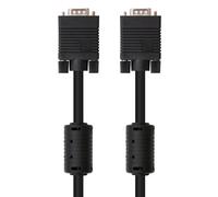 NanoCable 10.15.0110 - Cable SVGA con ferrita para monitor, proyector y PC, HDB15/M-HDB15/M, negro, 10mts