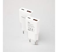 Cargador de pared nanocable 10.10.2022/ 1xusb tipo-c/ 1xusb/ 20w/ blanco