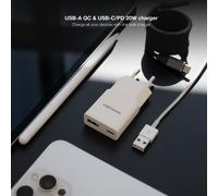 Cargador de pared nanocable 10.10.2022/ 1xusb tipo-c/ 1xusb/ 20w/ blanco