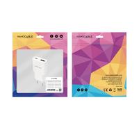 Nanocable - Cargador USB-C/PD 30W + USB-A/QC 30W, Blanco