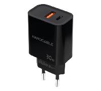 Cargador de Pared Nanocable 10.10.2012 1xUSB 1xUSB Tipo-C 30W Negro