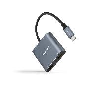 Nanocable conversor usb-c a 2xhdmi/usb2.0/pd, 15 cm, gris