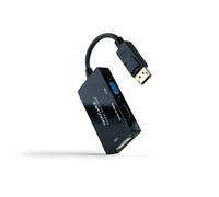 Nanocable Conversor DISPLAYPORT a HDMI/DVI/VGA, 20 cm, Negro