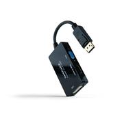 Nanocable Conversor DisplayPort a HDMI/DVI/VGA 20cm Negro