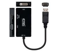 Nanocable - Conversor Displayport a VGA / HDMI, 3 en 1, DP 1.2/M-VGA/H-HDMI/H 4K, Negro, 15 cm