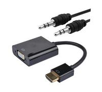 NanoCable 10.16.2001-BK - Conversor HDMI a SVGA con Audio, HDMI A/M-SVGA/H+Jack 3.5/H, Macho-Hembra, Negro, 10 cm+1 MTS