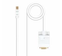 Nanocable - Conversor Mini DP a VGA, Mini DP/M - VGA/M, Blanco, 2 m