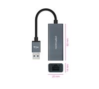Nanocable - Conversor USB 3.0 a Ethernet Gigabit 10/100/1000 Mbps, Aluminio, Gris, 15 cm