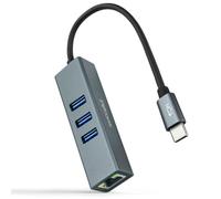 Nanocable Adaptador USB-C 10.03.0408 – Ethernet Gigabit + 3x USB 3.0 – Gris 15 cm
