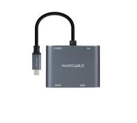 Nanocable - Conversor USB-C a HDMI/VGA/USB3.0/PD 15 cm, Gris