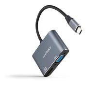 Nanocable 10.16.4303 - Conversor USB-C a HDMI/VGA 15 cm, Gris