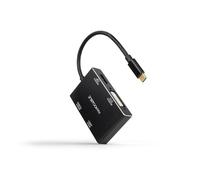 Nanocable 10.16.4307 - Conversor USB-C Macho a HDMI + DVI + DisplayPort + VGA, Color Negro, 10 cm