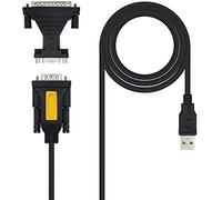 Nano Cable 10.03.0002 - Conversor USB a Serie para Impresora, Tipo A/M-RS232 DB9/M DB25/M, Macho-Macho, Negro, 1.8mts