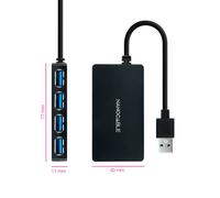 Nanocable - Hub USB 3.0 con 4 Puertos de USB 3.0, USB-A/M-USB 3.0/H, Negro, 15 cm