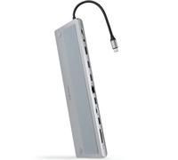 NANOCABLE 10.16.1012 - HUB USB-C 12 en 1, Conversor USB-C 3.1 a 3xUSB-A 3.0 + USB-C 3.0 + USB-C PD 100W + 2xHDMI 4K60Hz + DP 4K60Hz + RJ45 1Gbps + SD/TF 3.0 + Audio Jack 3.5, Aluminio, Gris, 18 cm