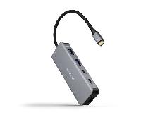 NANOCABLE 10.16.1006 - Hub Conversor 6 en 1, Conector USB-C 3.2 GEN1 5G Macho a 2 Puertos USB-A + 2 Puertos USB-C + HDMI + USB-C PD 100W, Aluminio, 15 cm, Color Gris