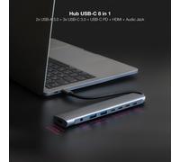 Nanocable - Hub USB-C 8 en 1, Conversor USB-C 3.1 a 2xUSB-A 3.0 + 3xUSB-C 3.0 + USB-C PD + HDMI 4K@60Hz + Audio Jack 3.5, Alumin